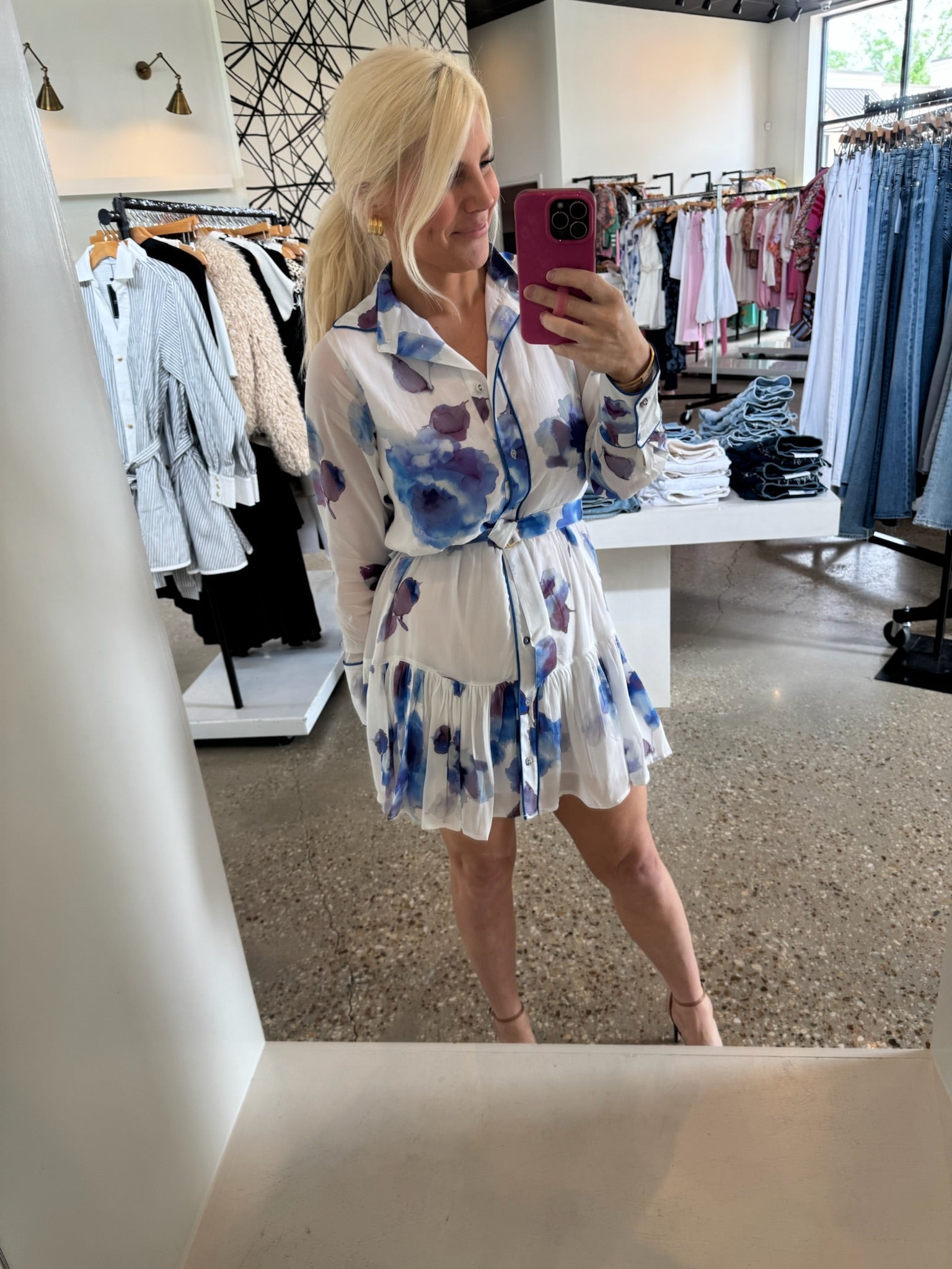 Blue Paradise Amelie Print Mini Dress - Amor Lafayette