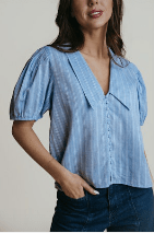 Blue Pin Stripe Nadia Top - Amor Lafayette