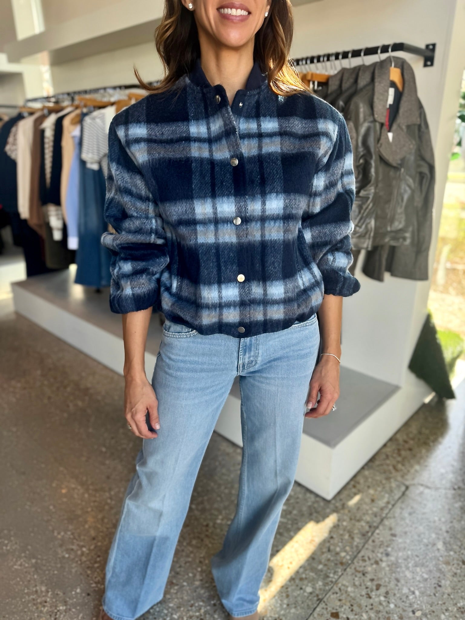 Blue Plaid Sofie Jacket - Amor Lafayette