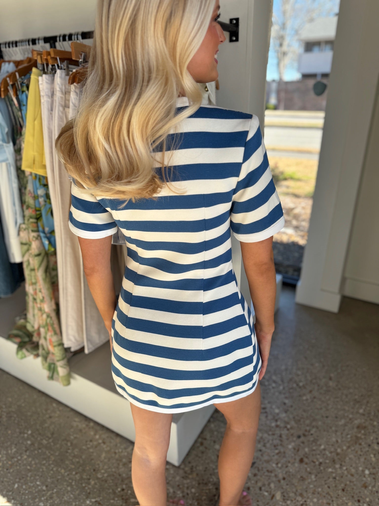 Blue Stripe Taylor Dress - Amor Lafayette
