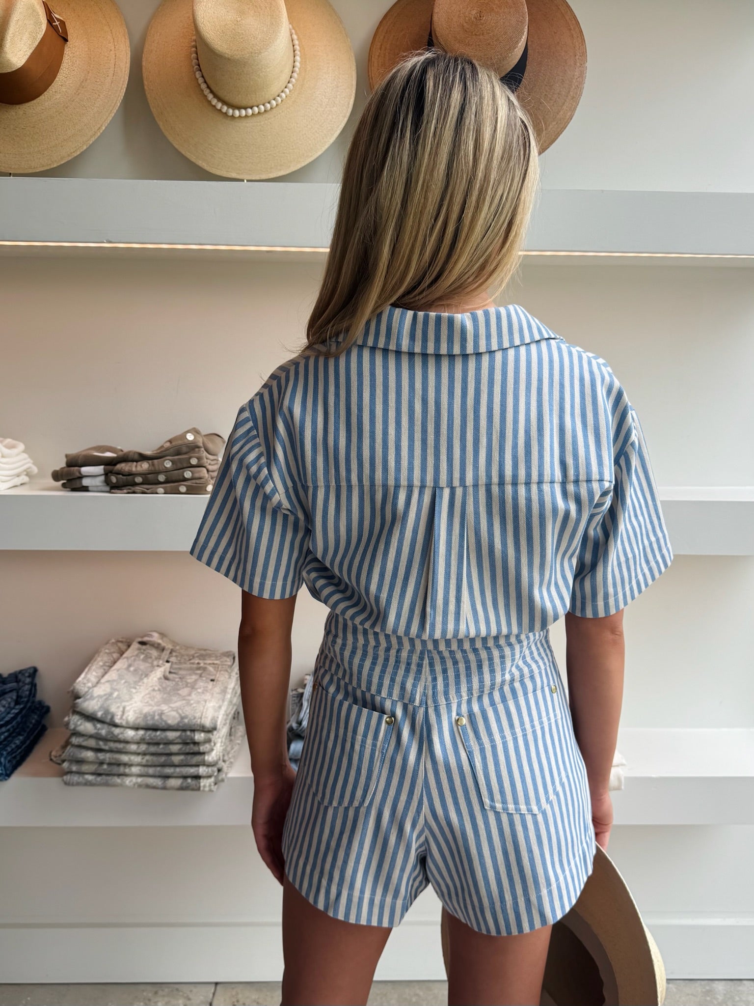 Blue Stripe Trish Top - Amor Lafayette