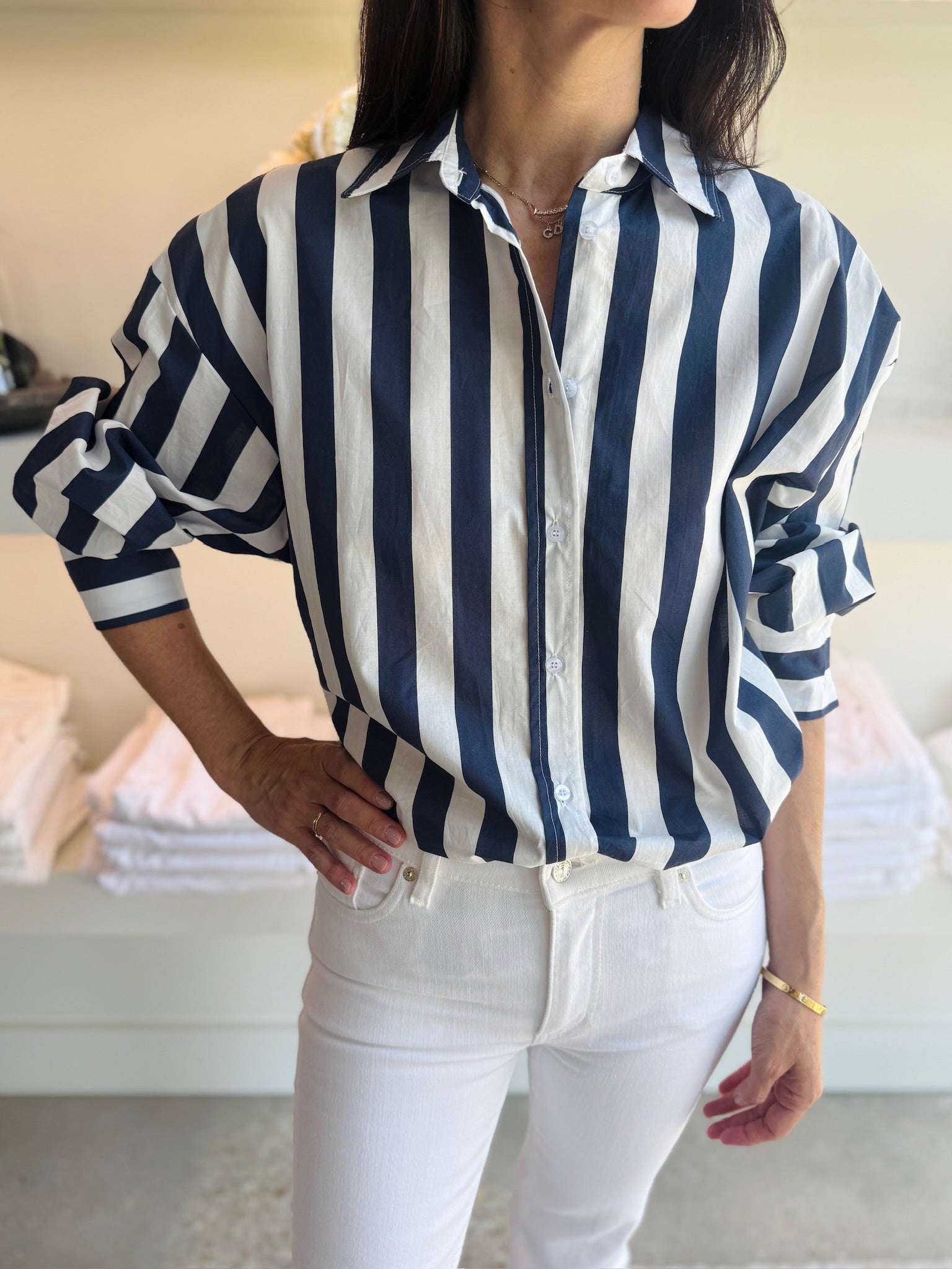 Blue Striped Vicenzo Shirt - Amor Lafayette