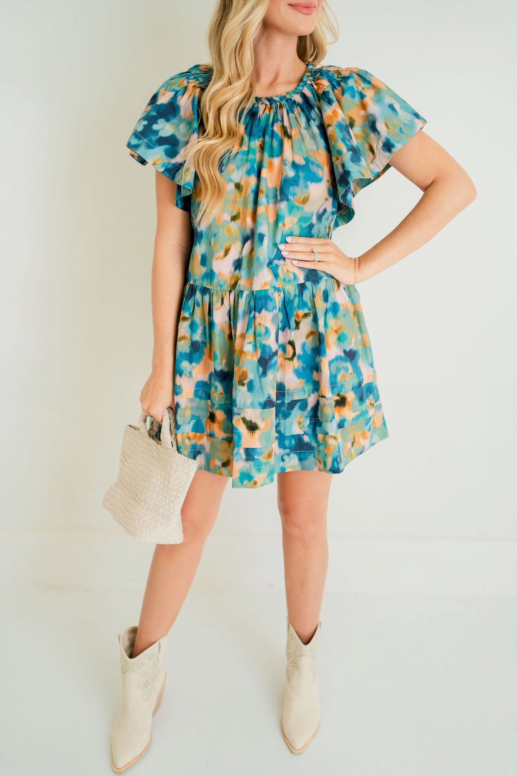 Blue Watercolor Margo Dress - Amor Lafayette