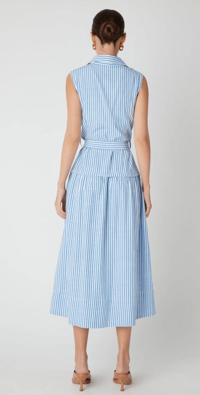 Blue White Stripe Lorin Dress - Amor Lafayette