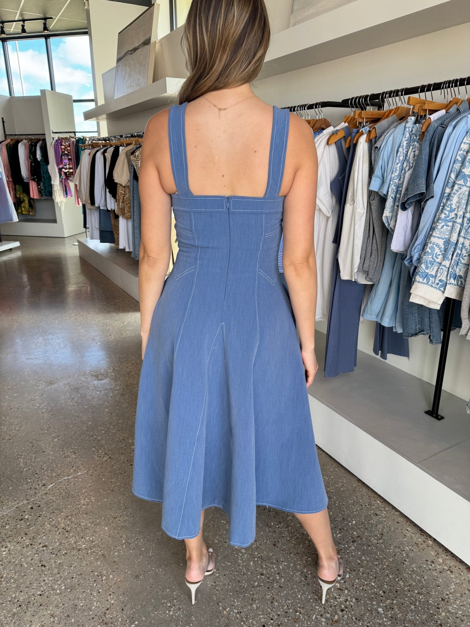 Blue Woven Midi Dress - Amor Lafayette