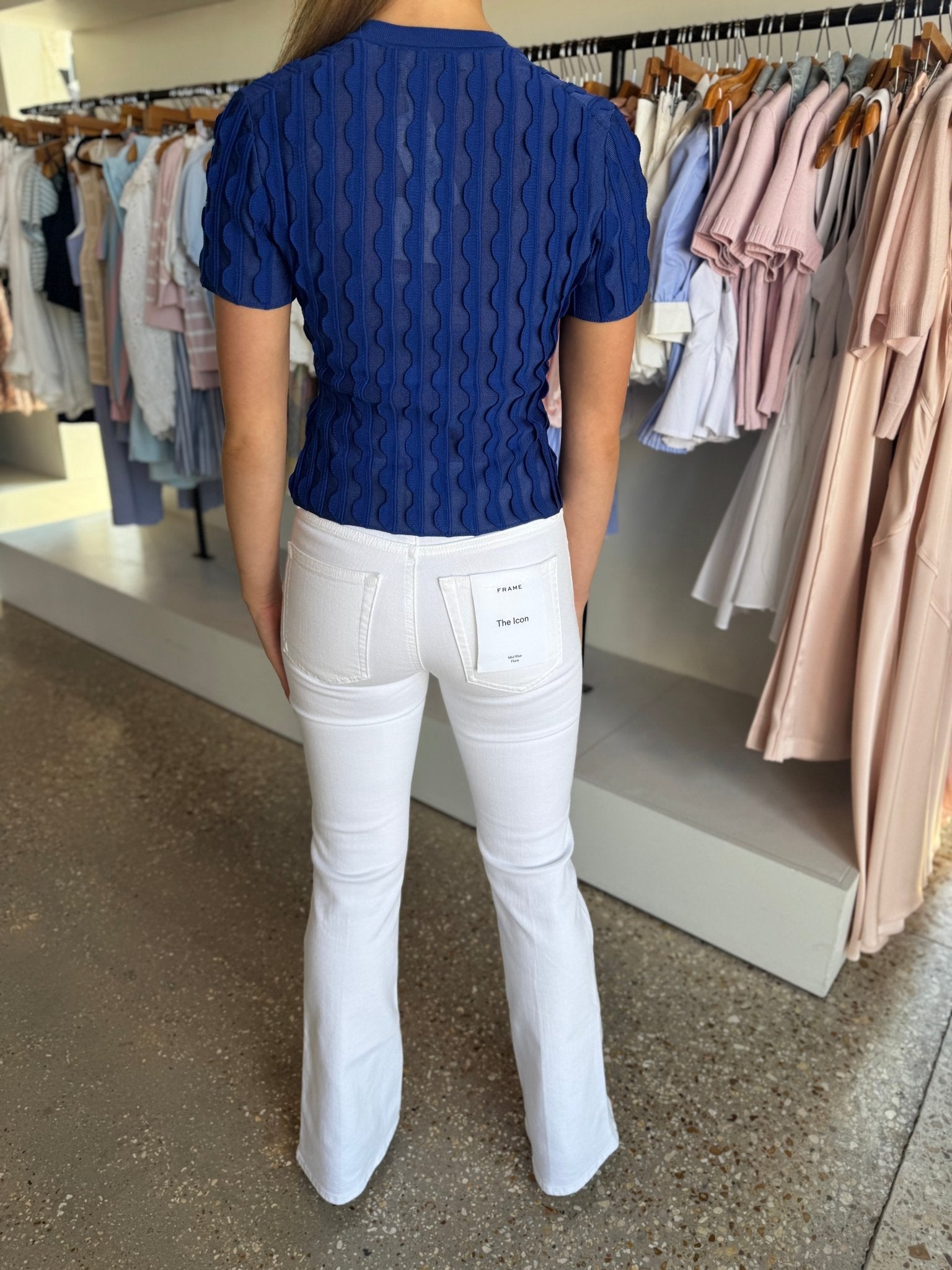 Blueberry Mallorie Scalloped Knit Polo - Amor Lafayette