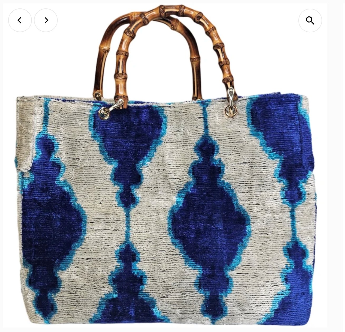 Blue/White Small Avery Bamboo Tote - Amor Lafayette