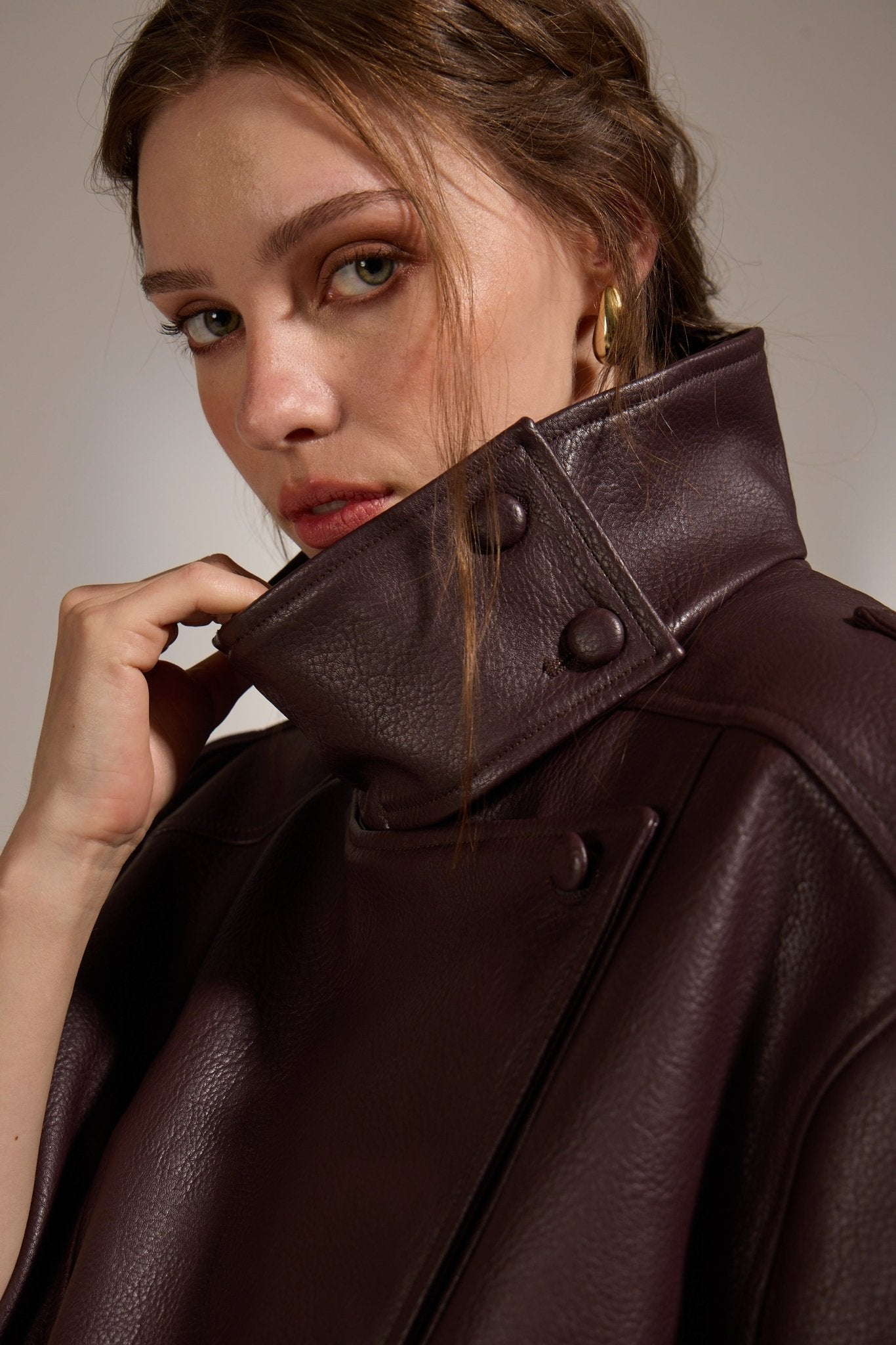 Bordeaux MISTI VEGAN LEATHER JACKET - Amor Lafayette
