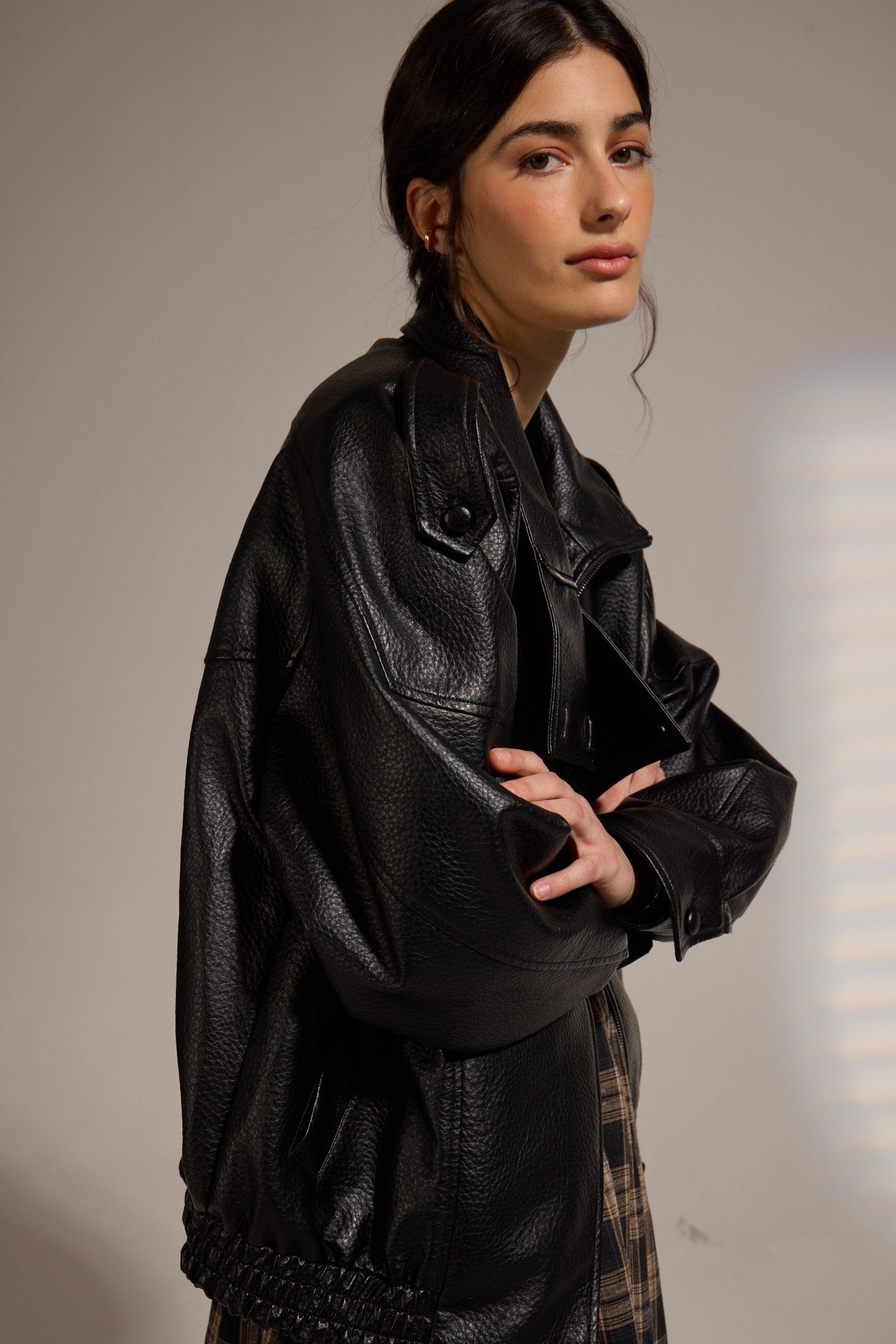 Bordeaux MISTI VEGAN LEATHER JACKET - Amor Lafayette