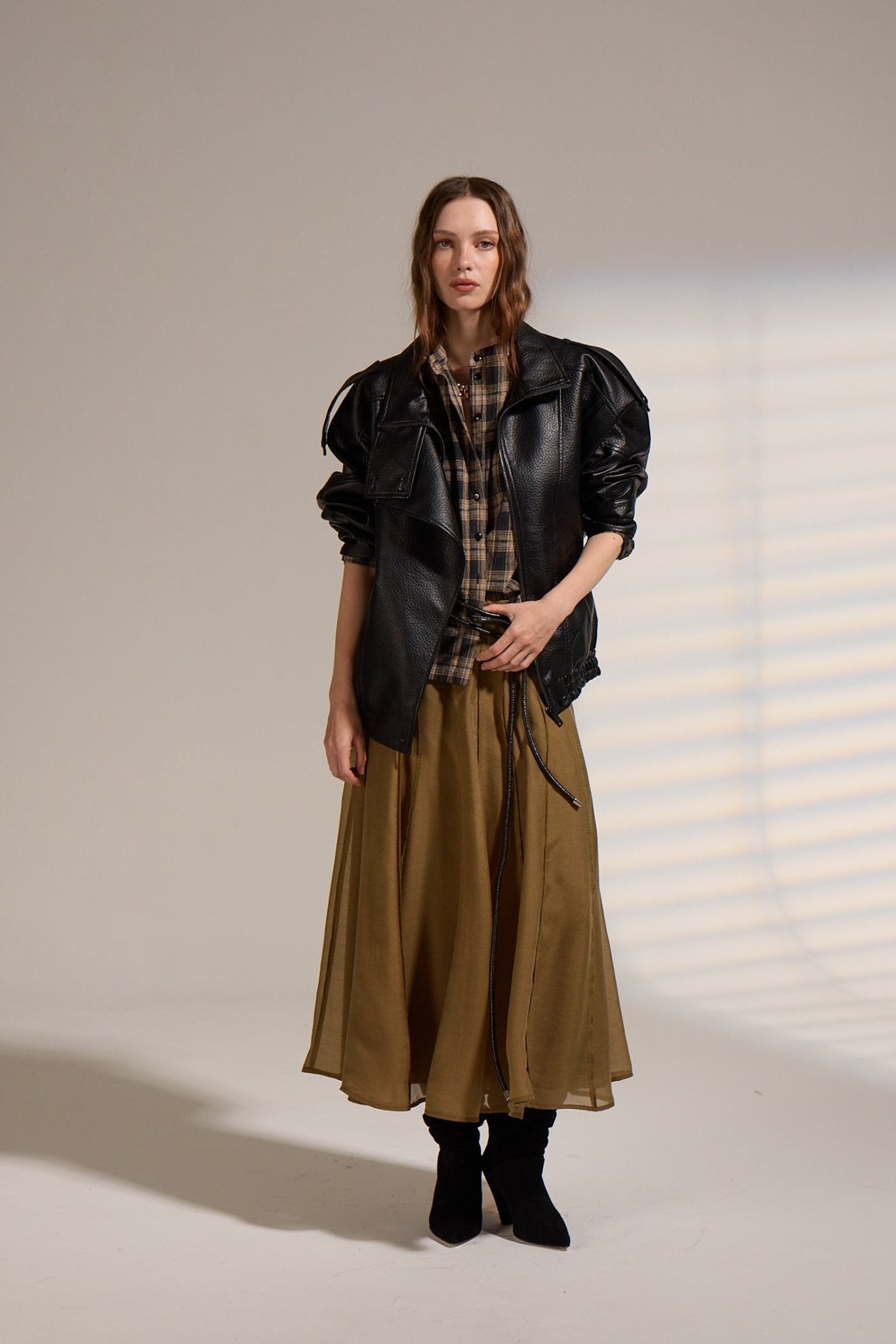 Bordeaux MISTI VEGAN LEATHER JACKET - Amor Lafayette