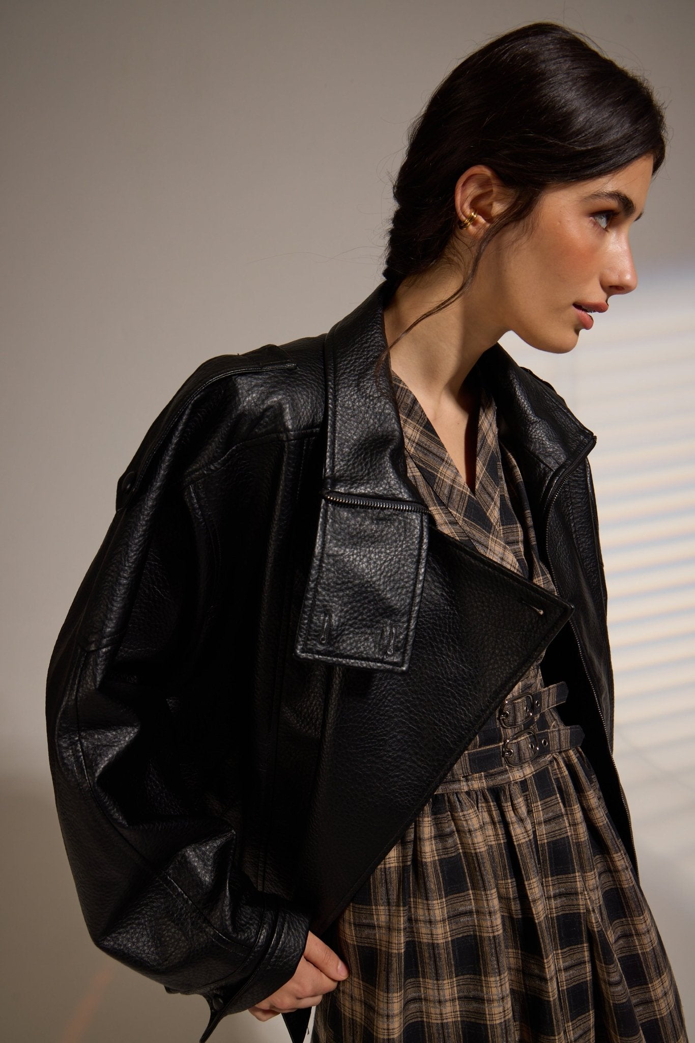 Bordeaux MISTI VEGAN LEATHER JACKET - Amor Lafayette