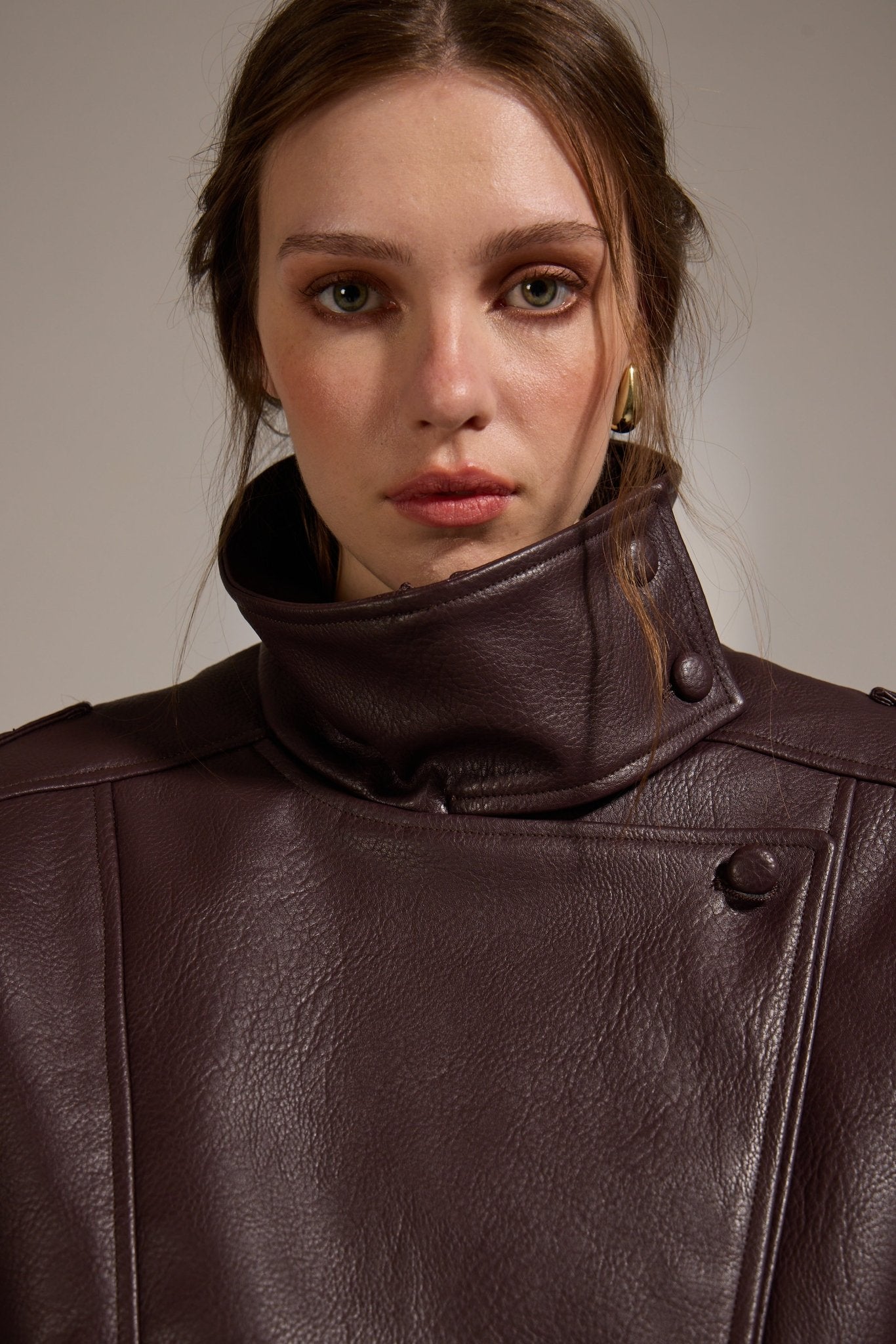Bordeaux MISTI VEGAN LEATHER JACKET - Amor Lafayette