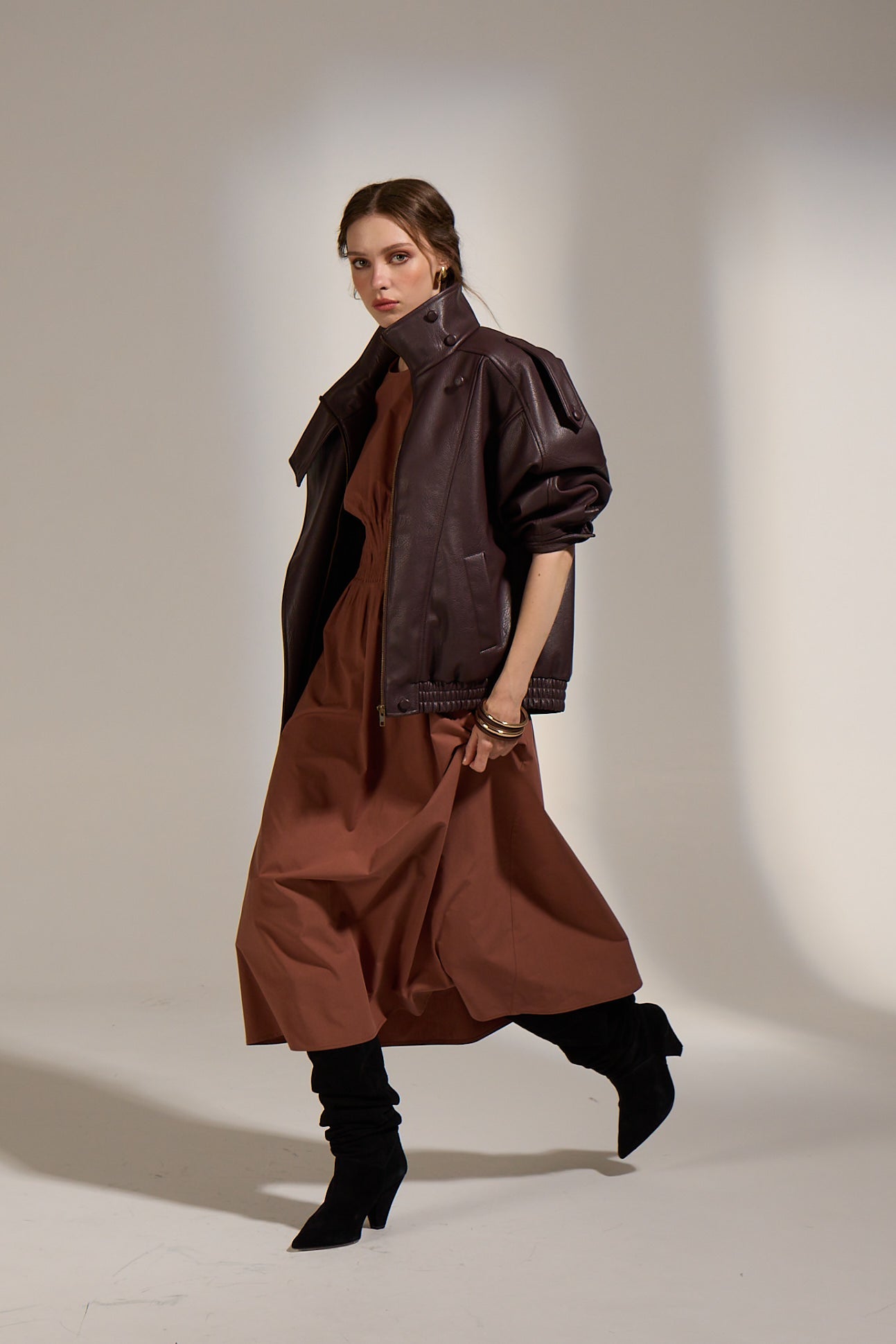 Bordeaux MISTI VEGAN LEATHER JACKET - Amor Lafayette