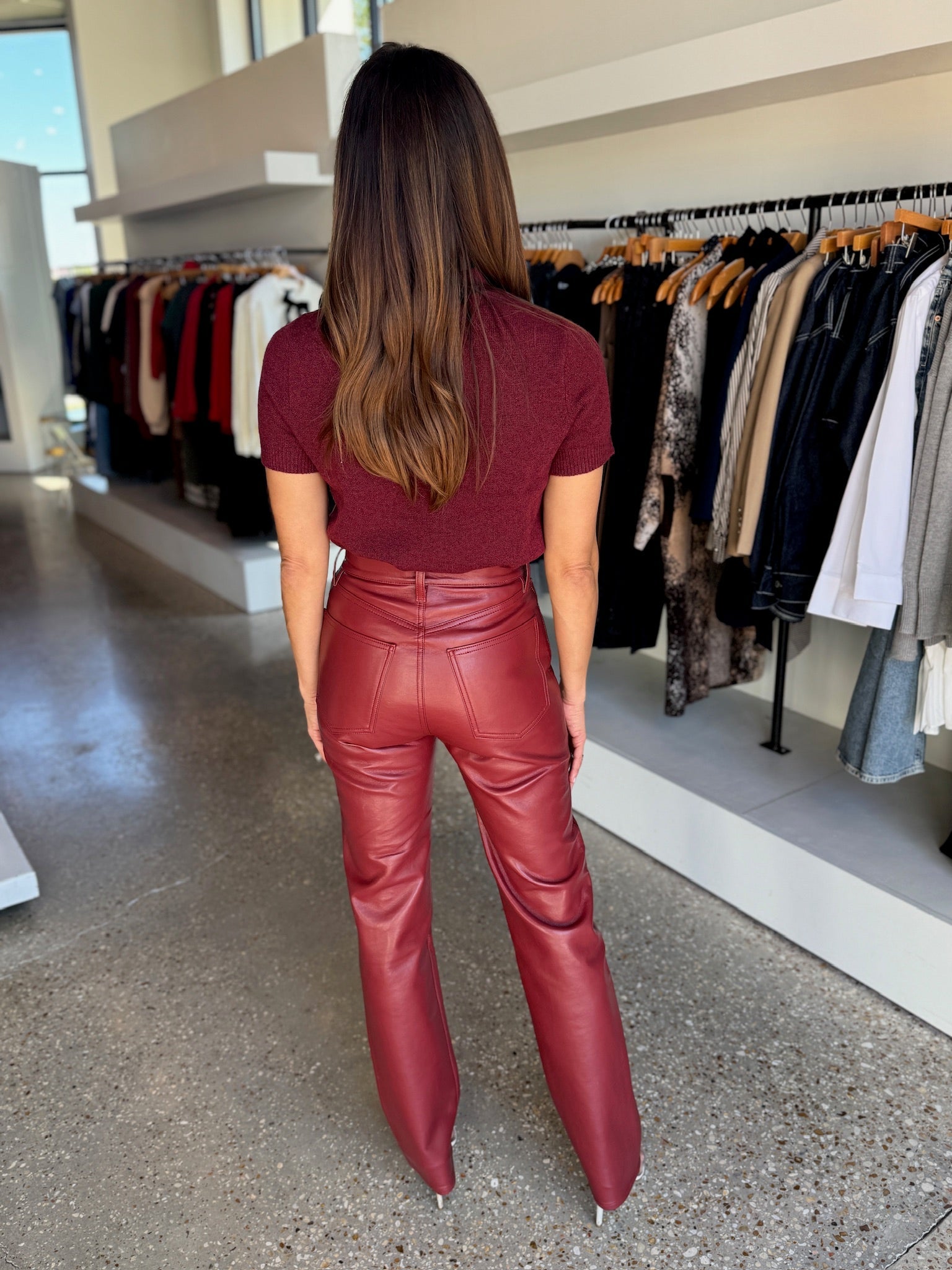 Brick 90's pinch waist long in leather - Amor Lafayette