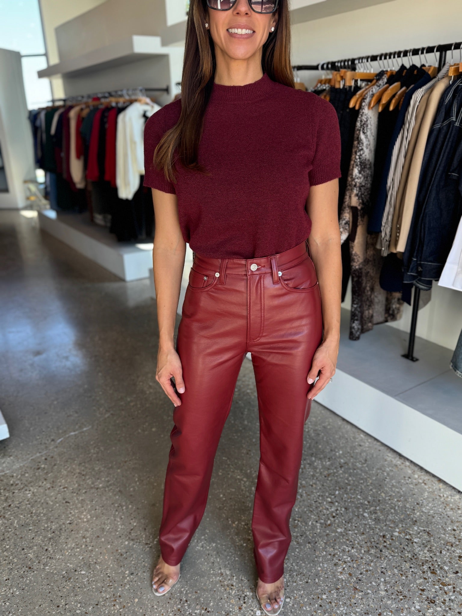 Brick 90's pinch waist long in leather - Amor Lafayette