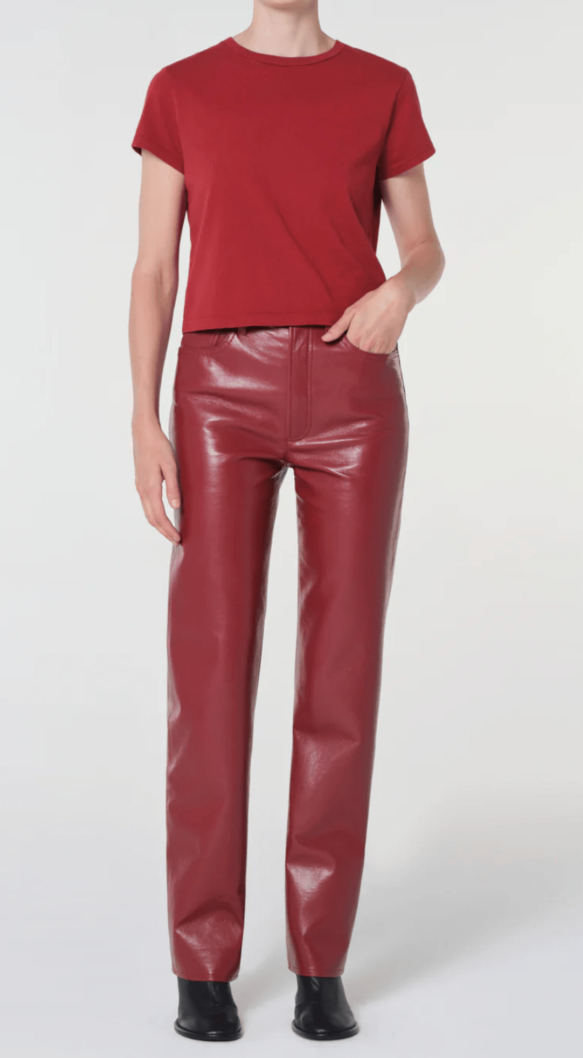 Brick 90's pinch waist long in leather - Amor Lafayette