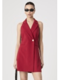 Brick Red Whisper Halter Neck Blazer - Amor Lafayette