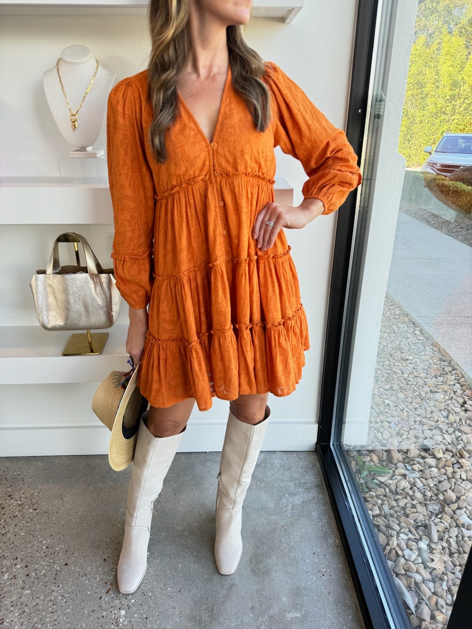 Bright Orange Blythe Mini Dress - Amor Lafayette