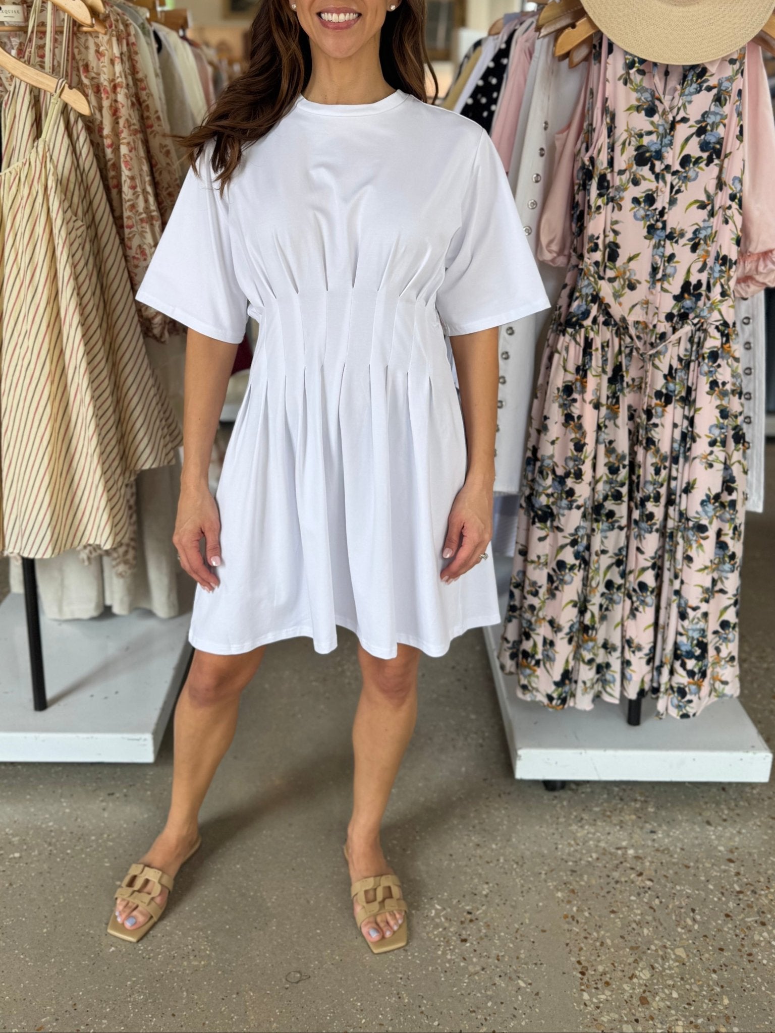 Bright White Inez Short Dress - Amor Lafayette
