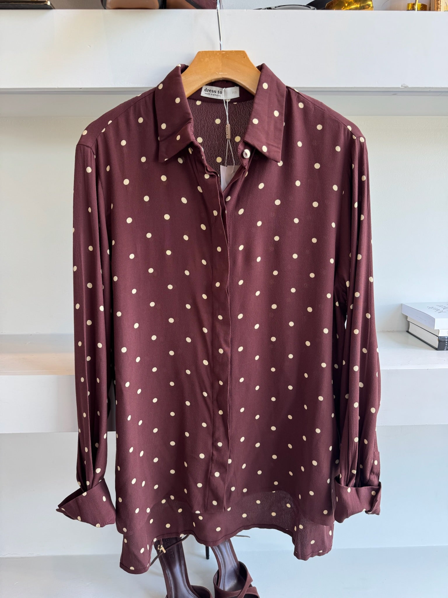 Brown Crepe Shirt - Amor Lafayette