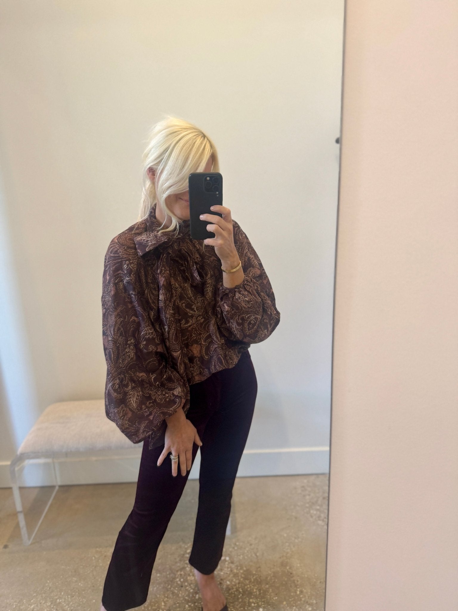 Brown Etched Paisley Rhett Oversized Blouse - Amor Lafayette