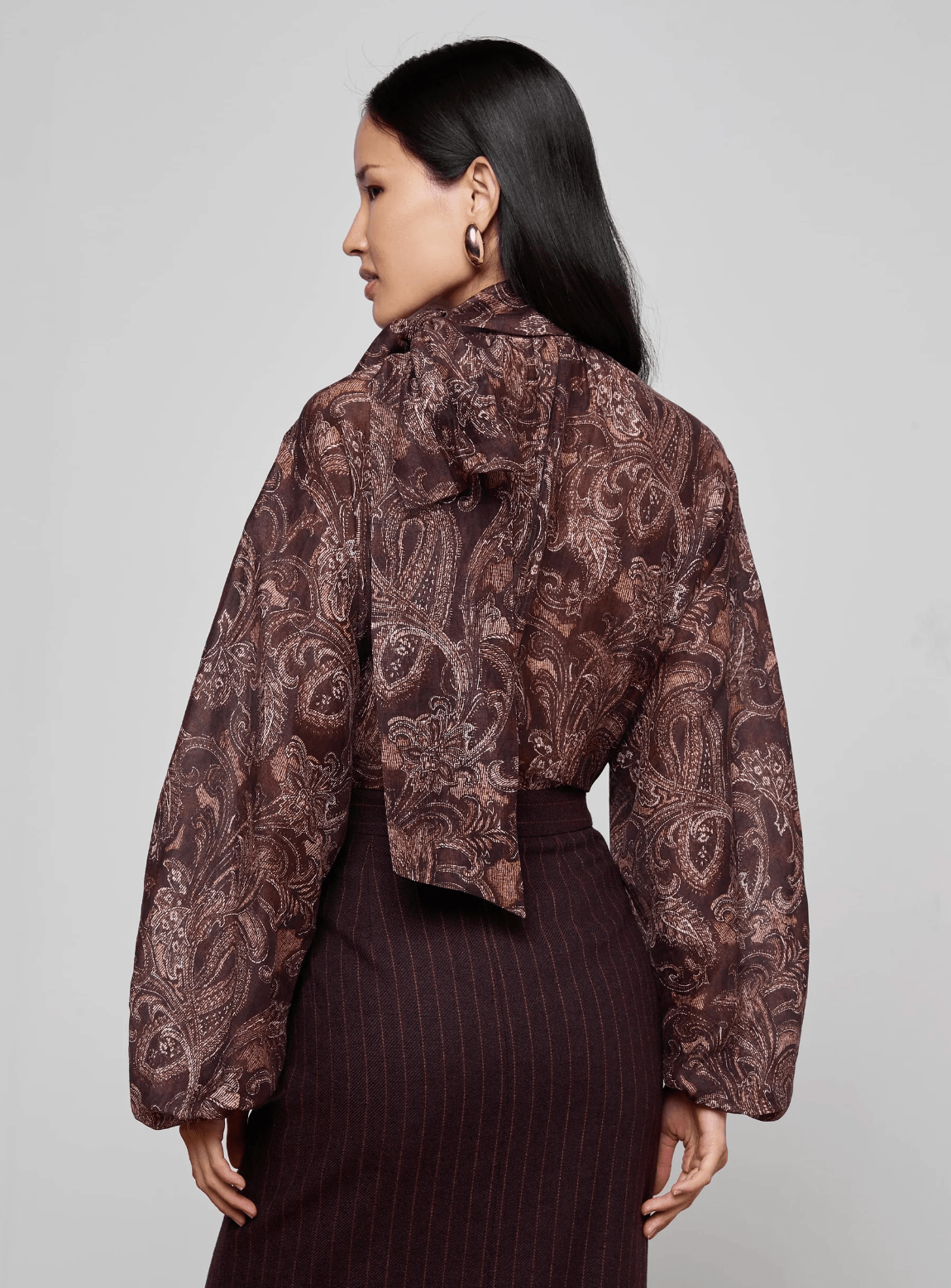 Brown Etched Paisley Rhett Oversized Blouse - Amor Lafayette
