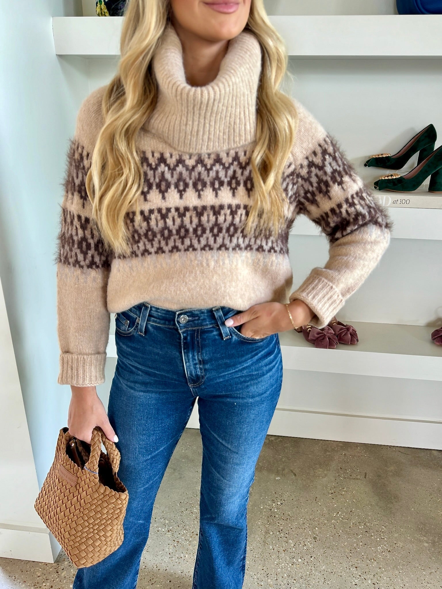 Brown Harris Funnel Neck Sweater - Amor Lafayette