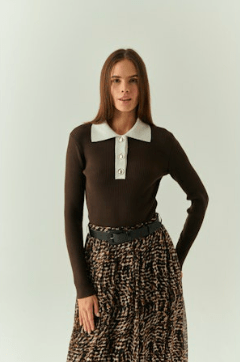 Brown India Sweater Top - Amor Lafayette