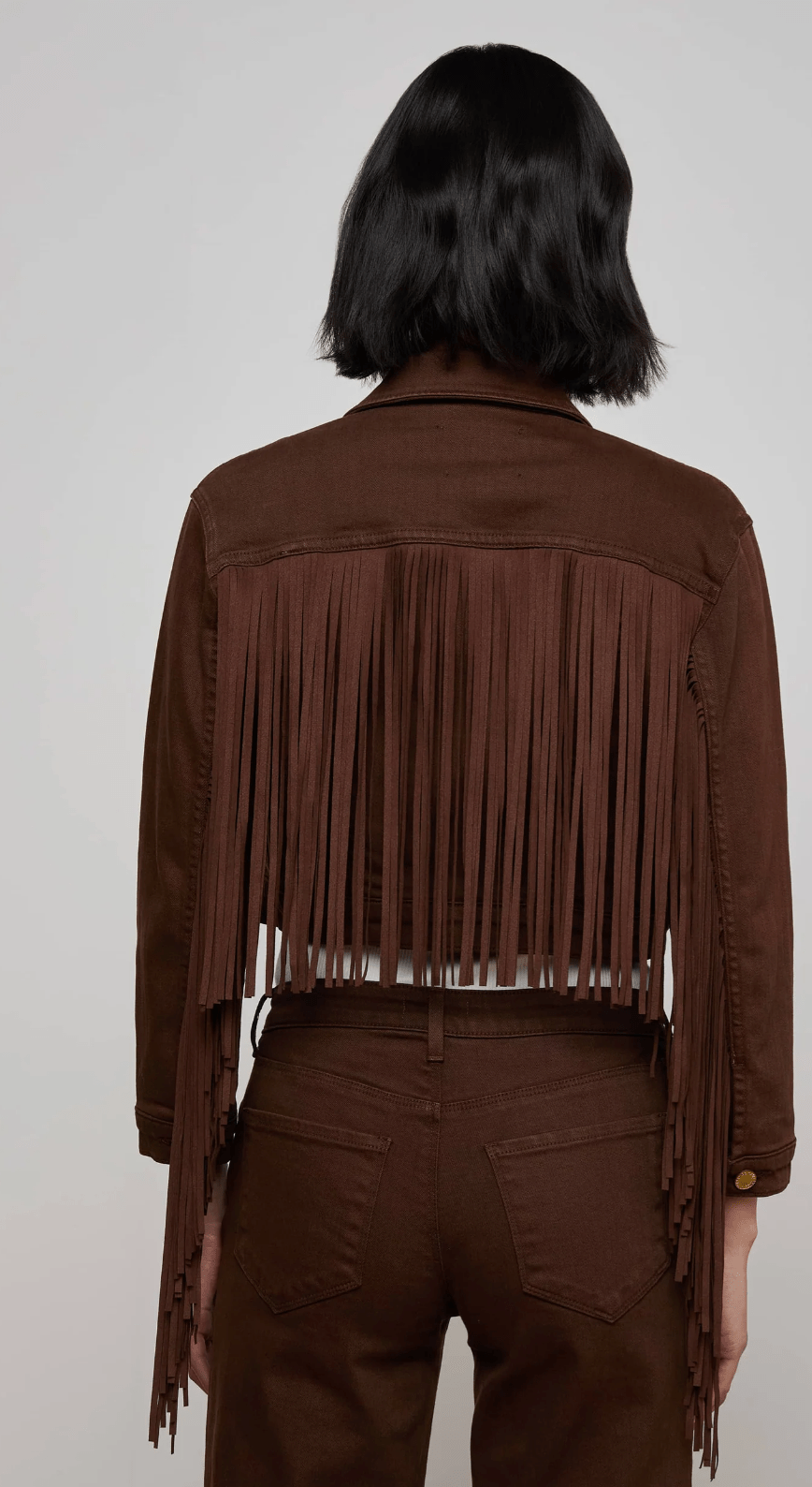 Brown Koda Crop Fringe Jacket - Amor Lafayette