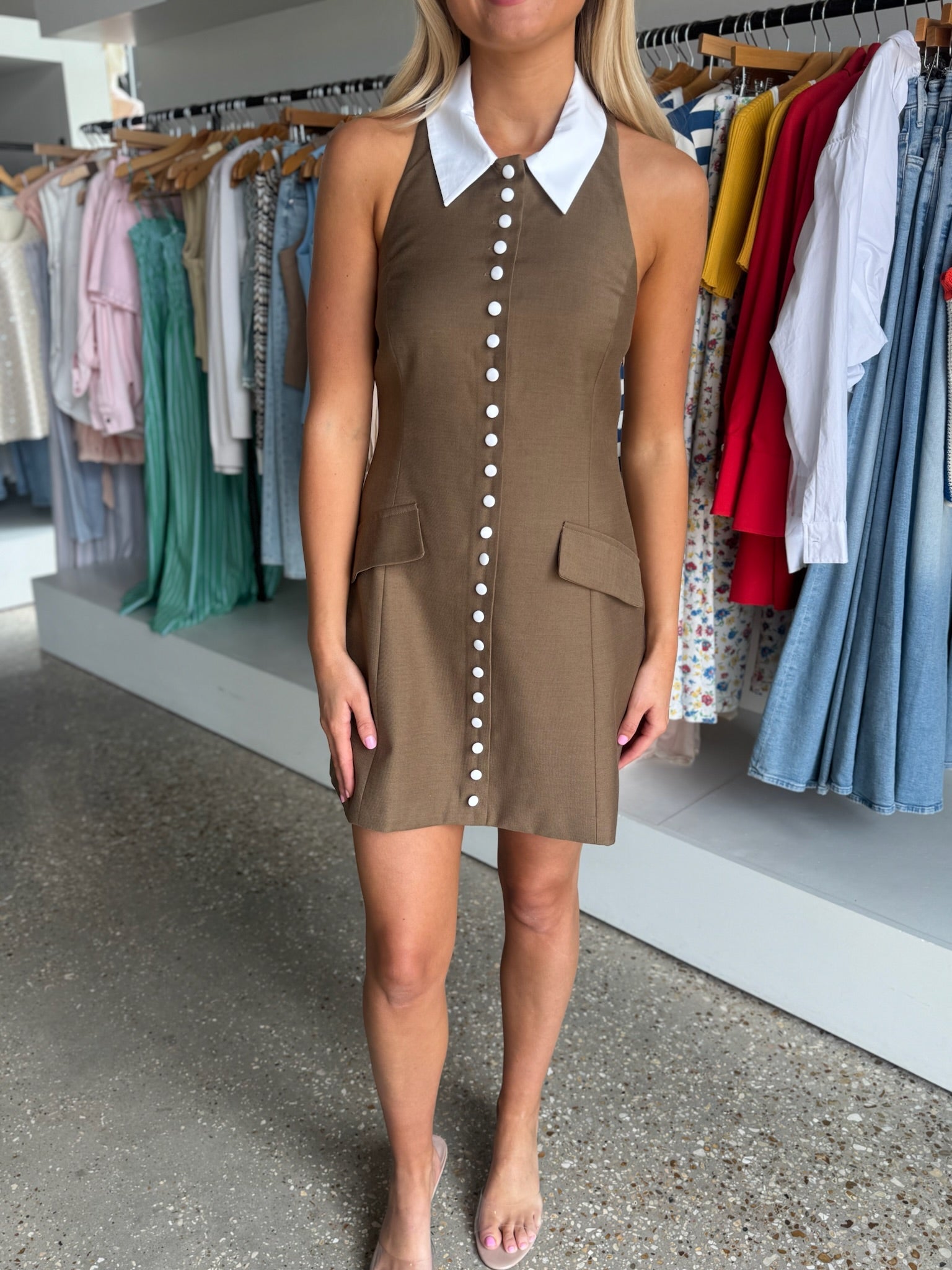 Brown Leoni Dress - Amor Lafayette