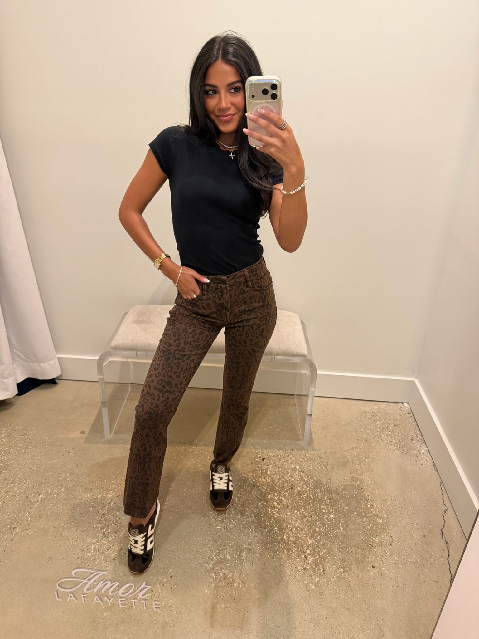 Brown Leopard Jeanne Jeans - Amor Lafayette