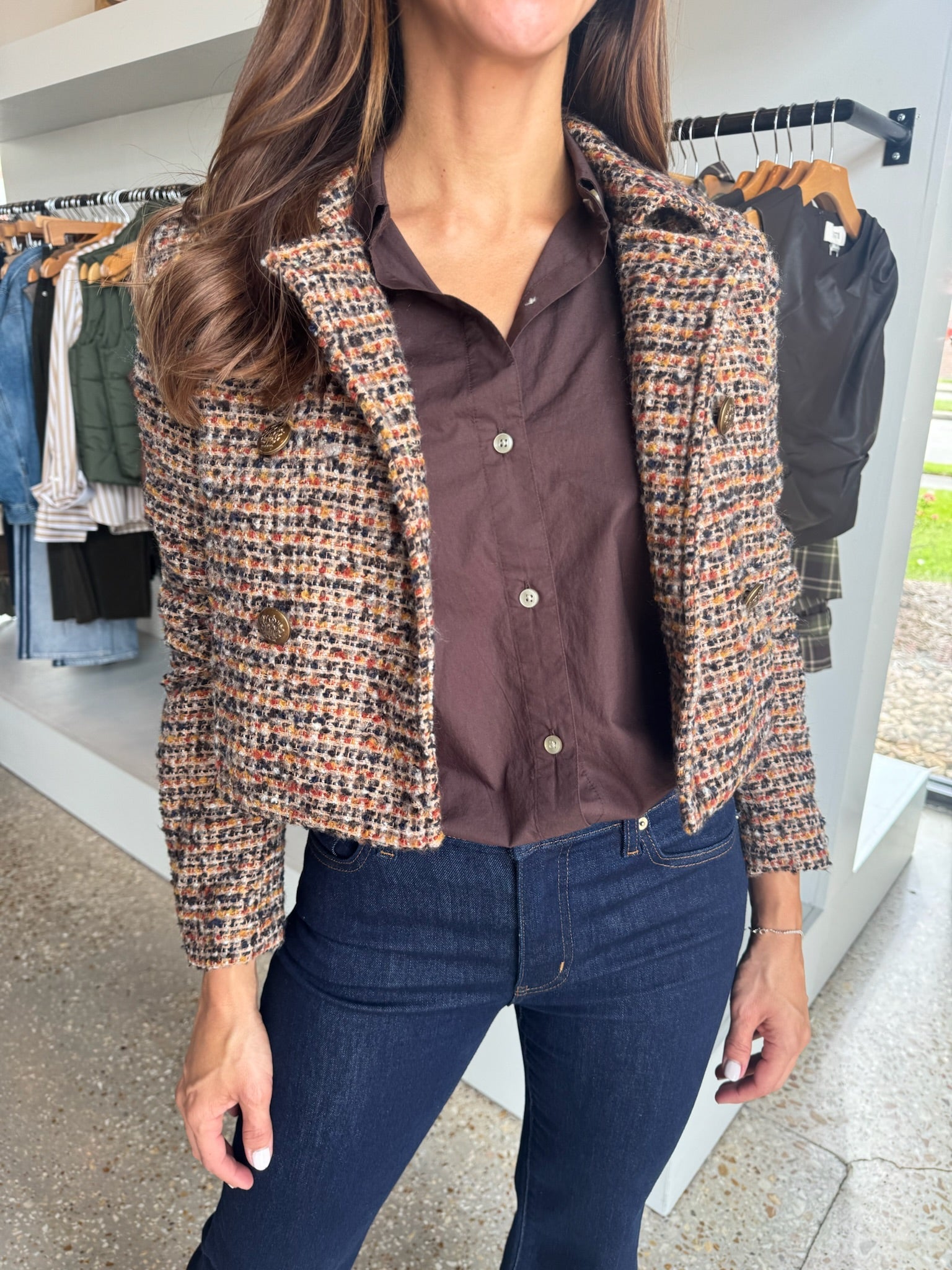 Brown Plaid Avie Jacket - Amor Lafayette