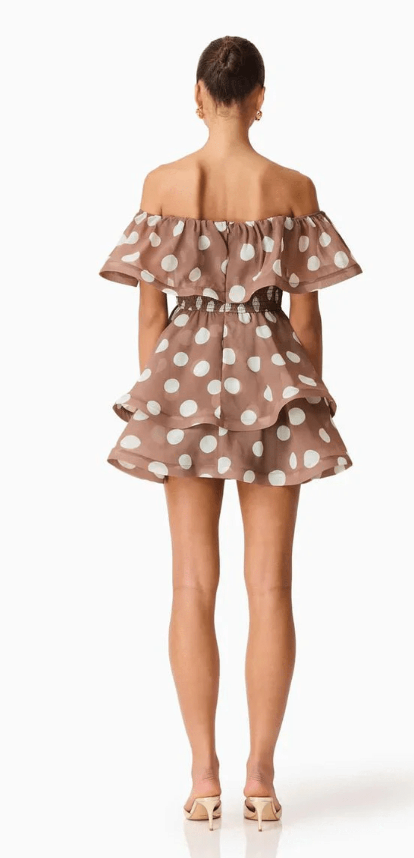 Brown/White Sola Polka Dot Mini Dress - Amor Lafayette