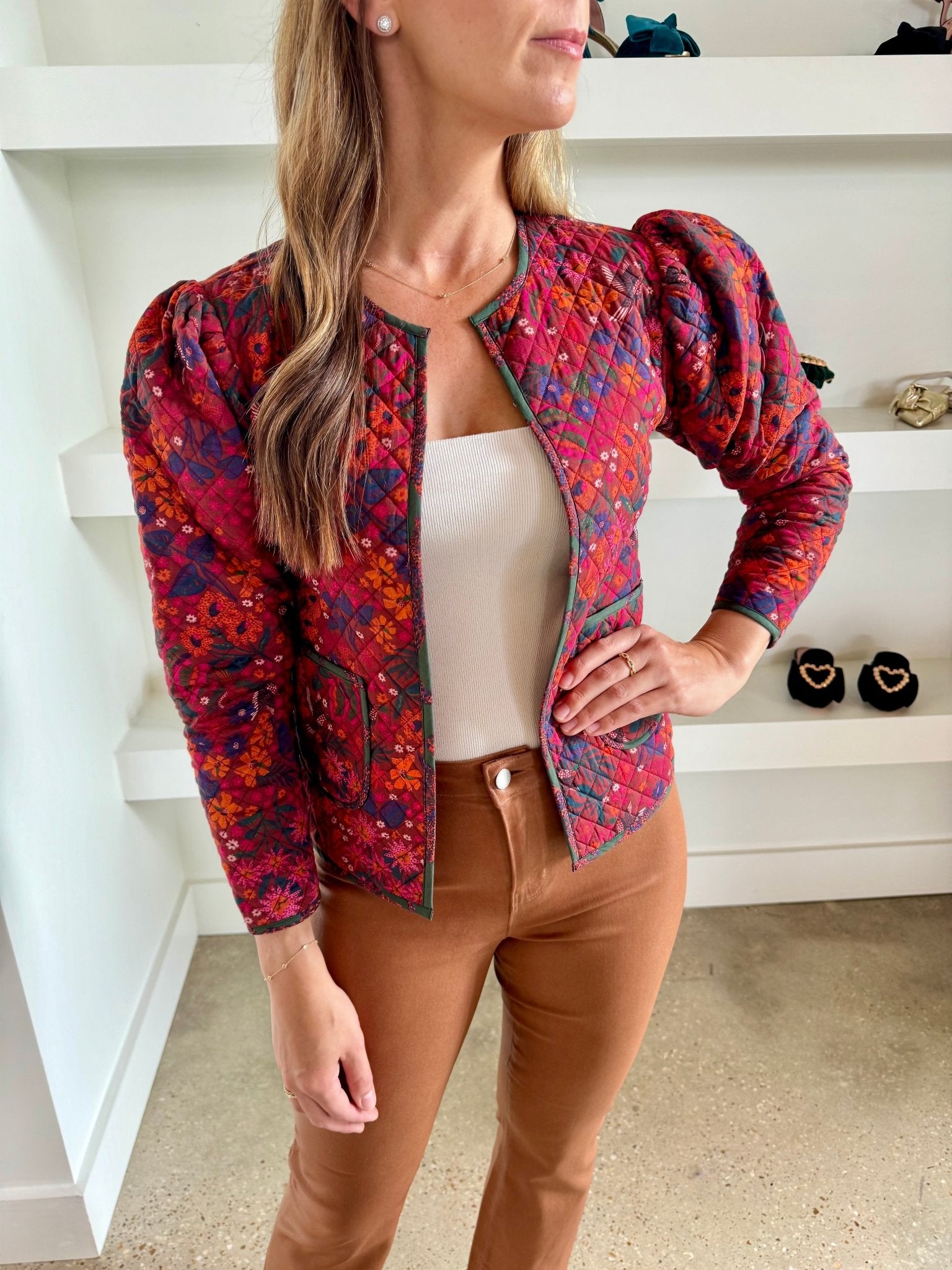 Burgundy Charlotte Quilted Jacket - Amor Lafayette