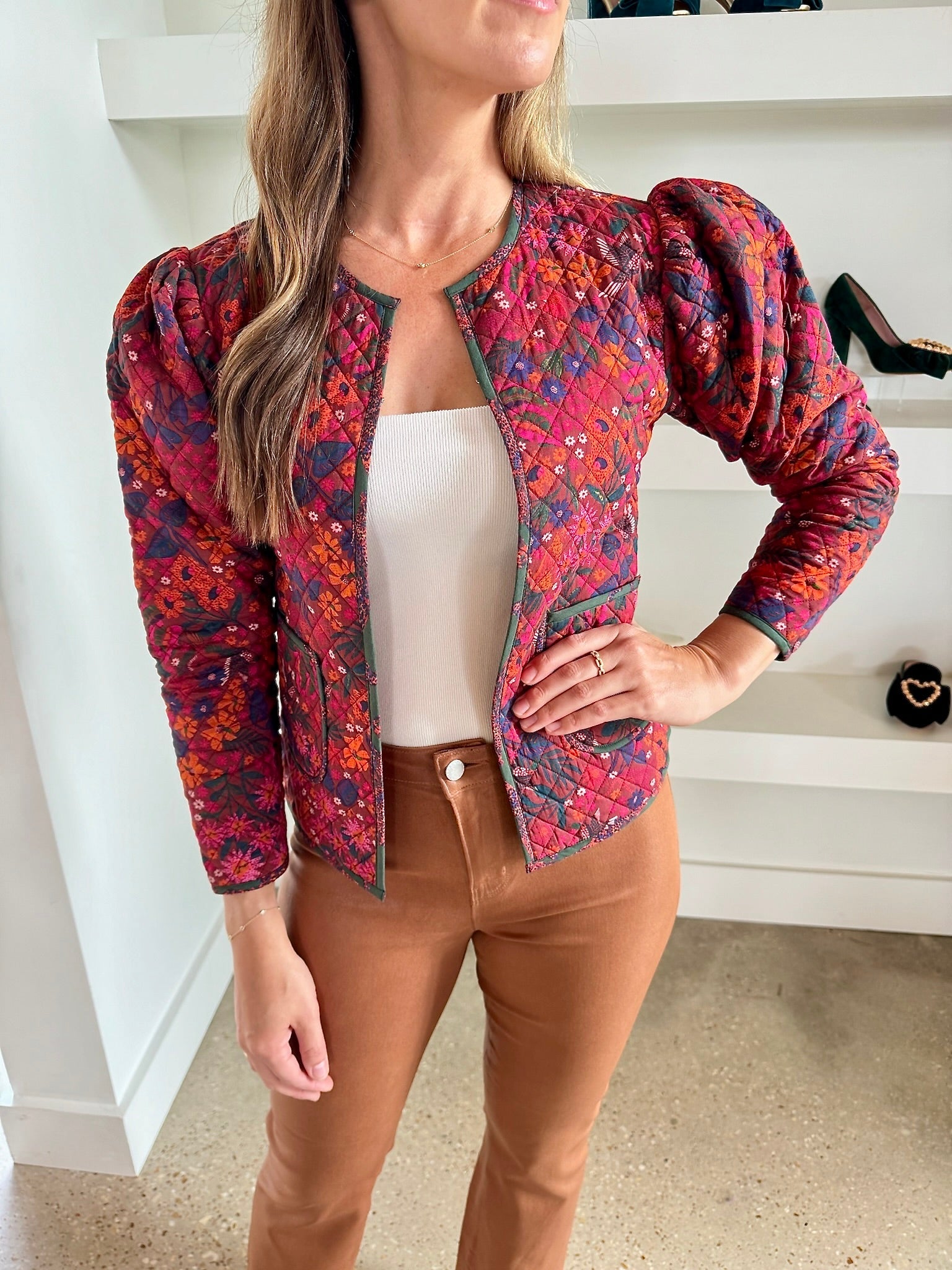 Burgundy Charlotte Quilted Jacket - Amor Lafayette