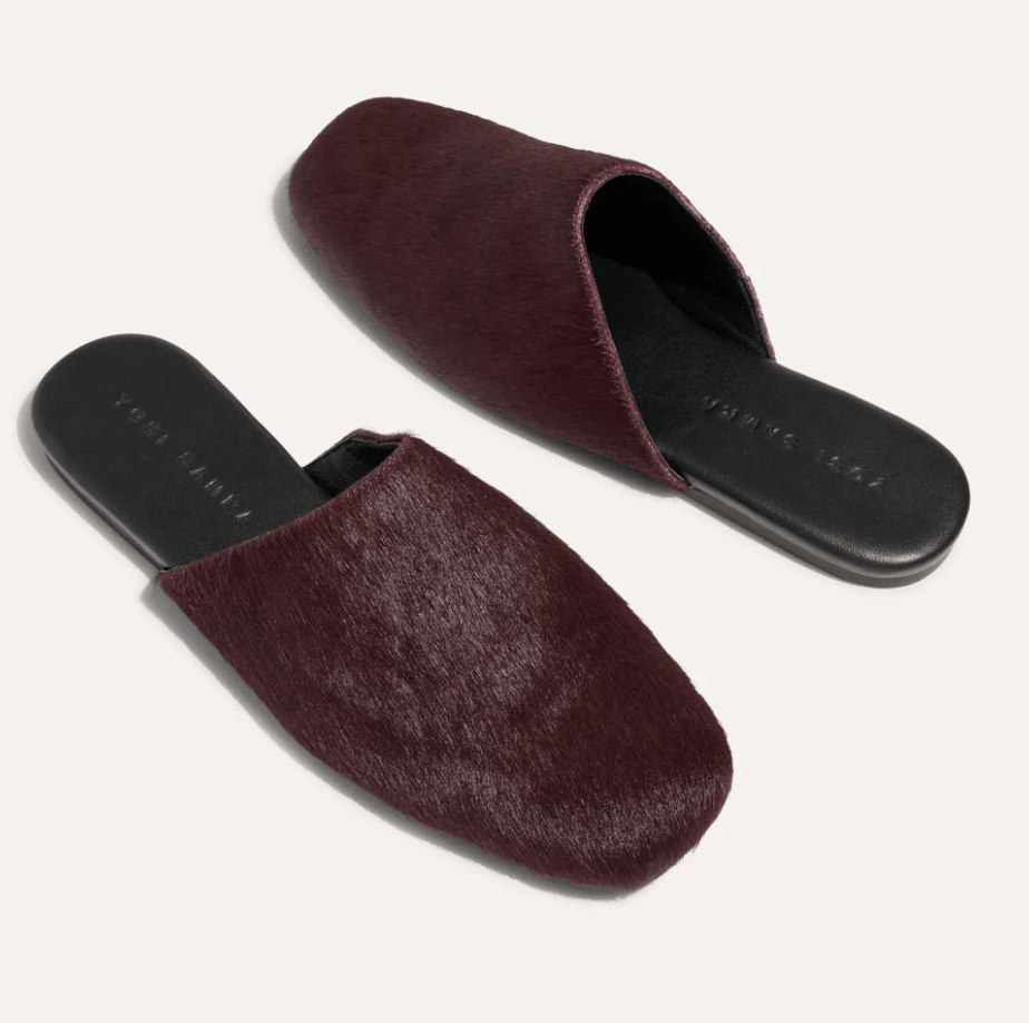 Burgundy Waverly Slide in Burgundy Calf Hair - Amor Lafayette