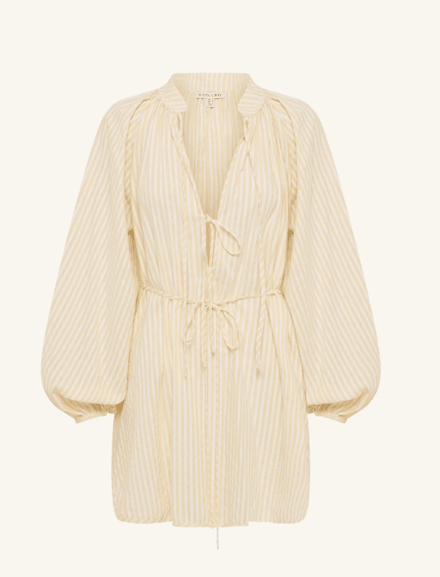 Buttercream Stripe Elio Blouson Mini Dress - Amor Lafayette
