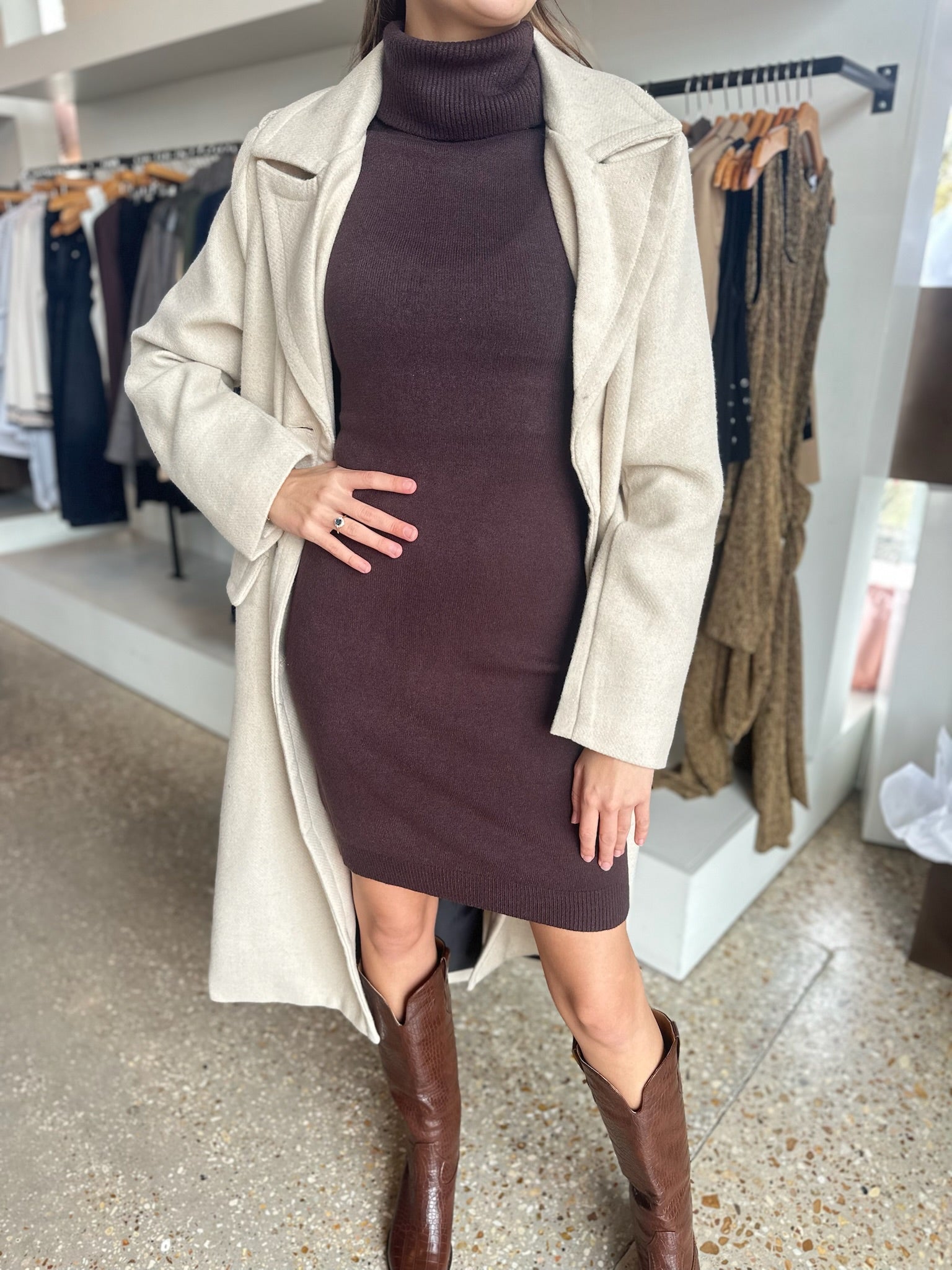 Cacao Richard Turtleneck Knit Dress - Amor Lafayette