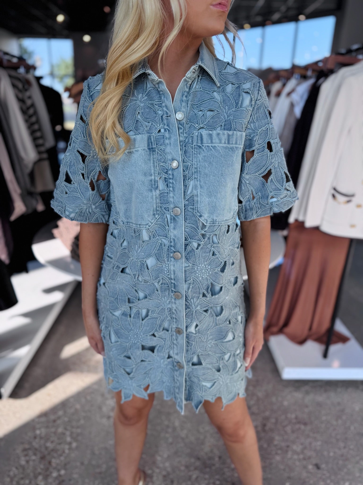 Calyn Mini Shirt Dress - Amor Lafayette