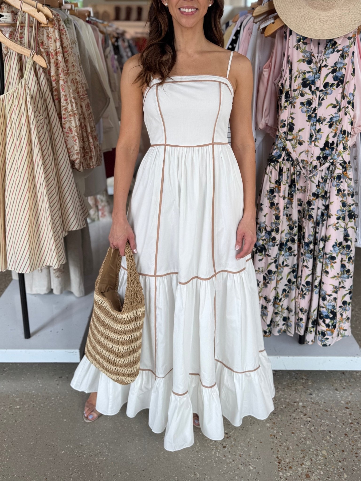 Cambria Contrast Trim Maxi Dress - Amor Lafayette