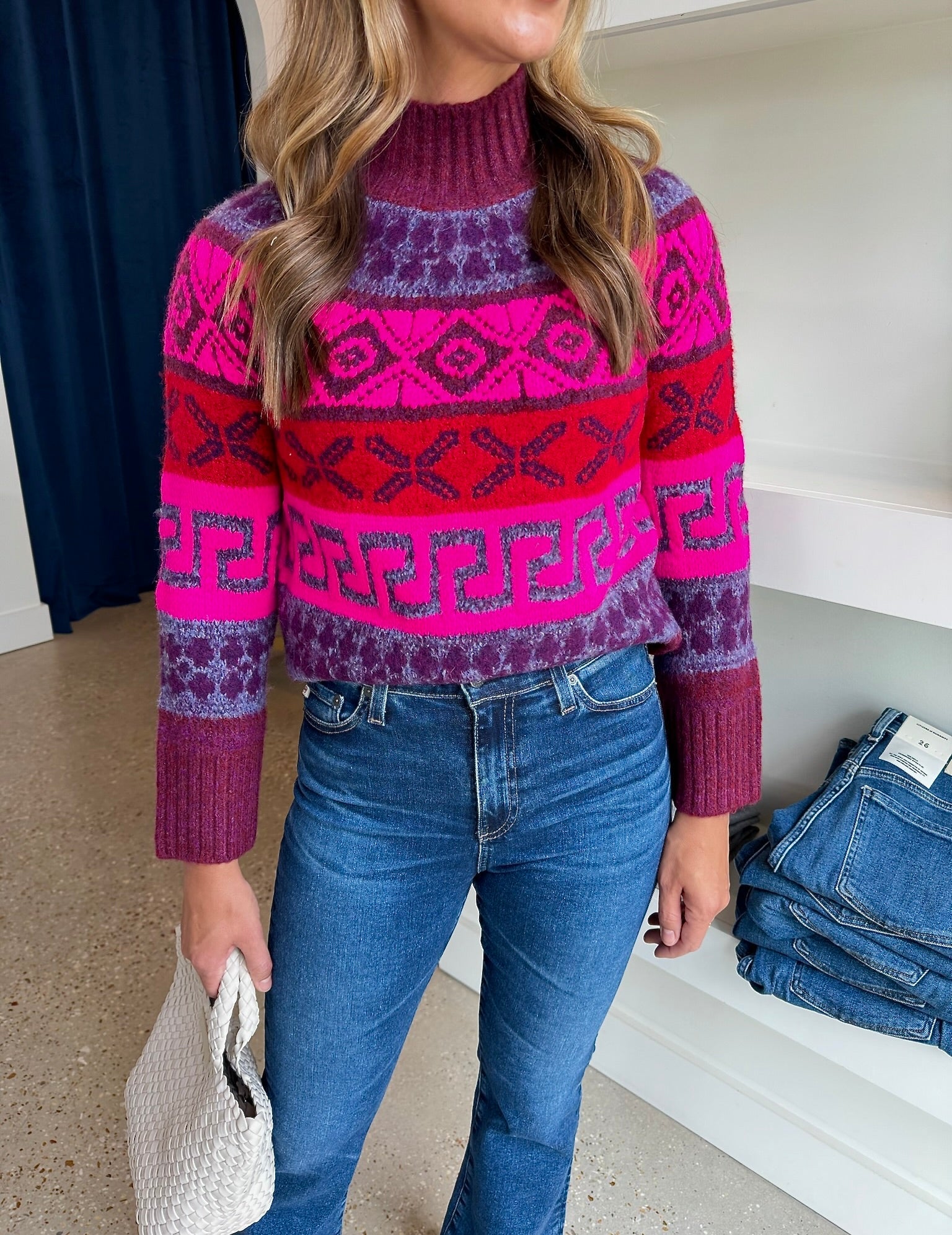 Candace Fluorescent Fair Isle Knit Sweater - Amor Lafayette