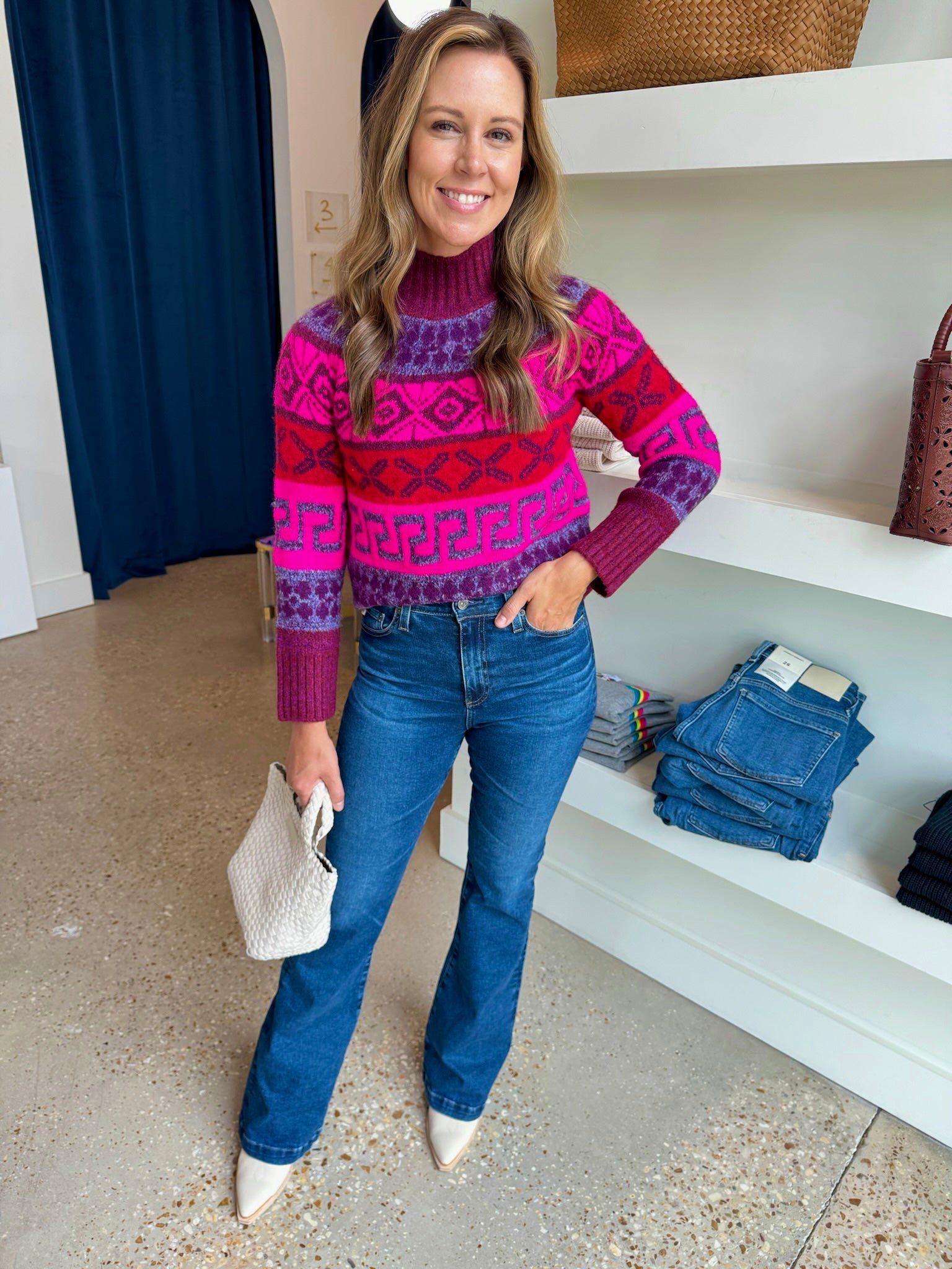 Candace Fluorescent Fair Isle Knit Sweater - Amor Lafayette