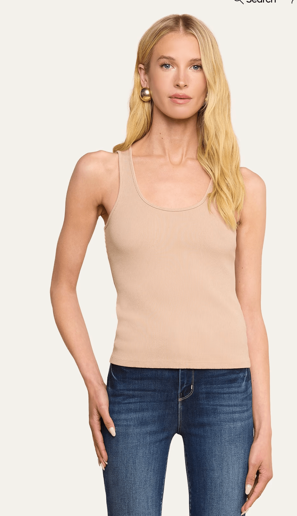 Cappuccino ADIRA SCOOP NECK TANK - Amor Lafayette
