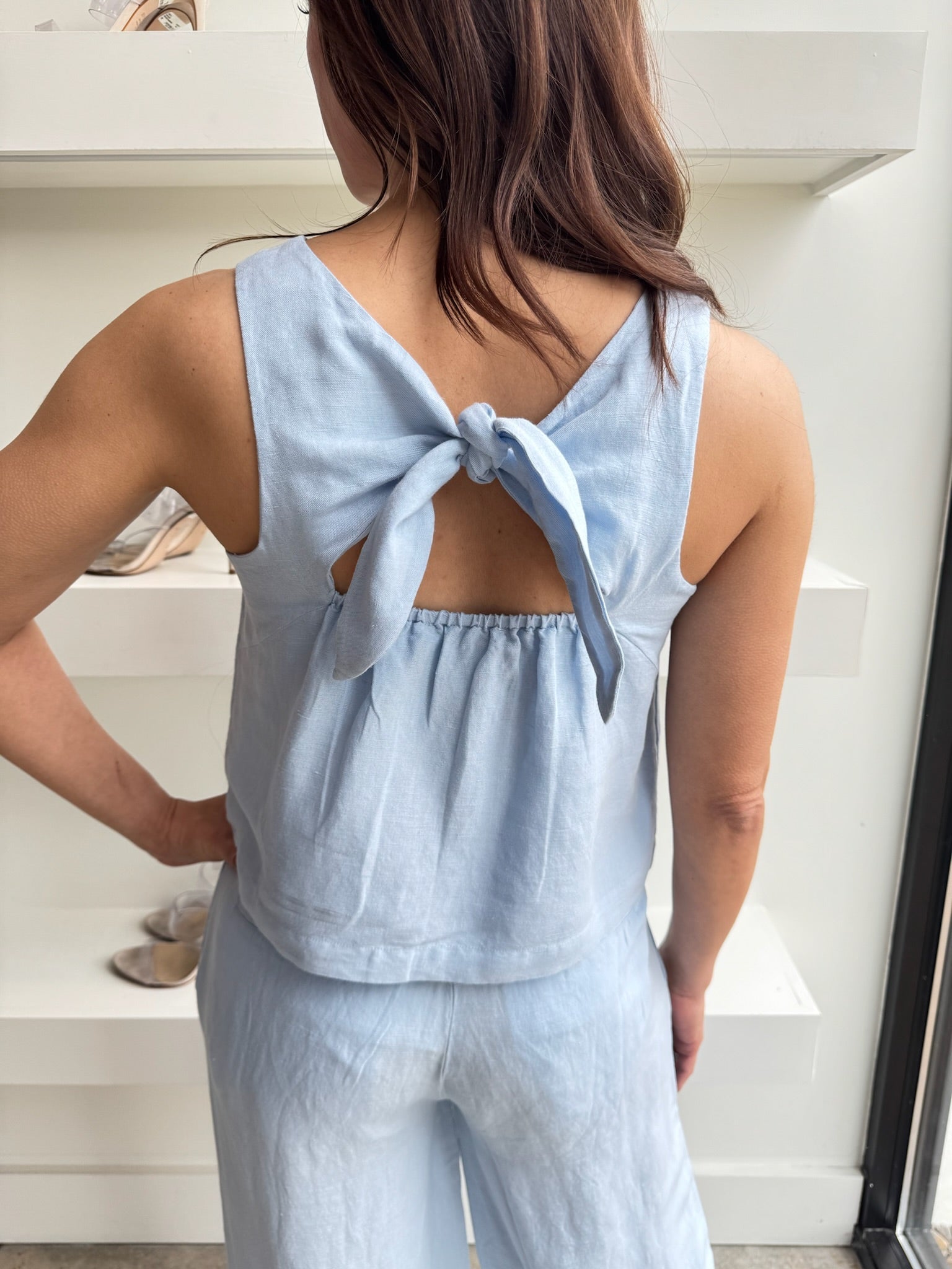 Cashmere Blue Birdie Linen Swing Top - Amor Lafayette