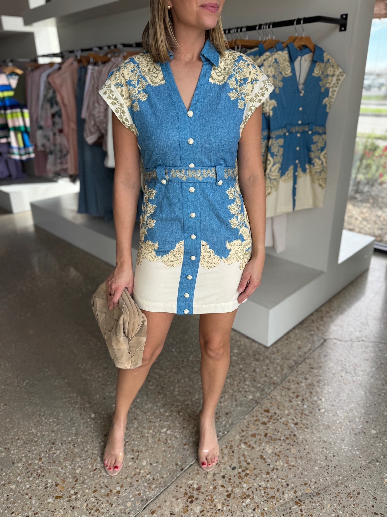 Chambray Floral Chris Dress - Amor Lafayette