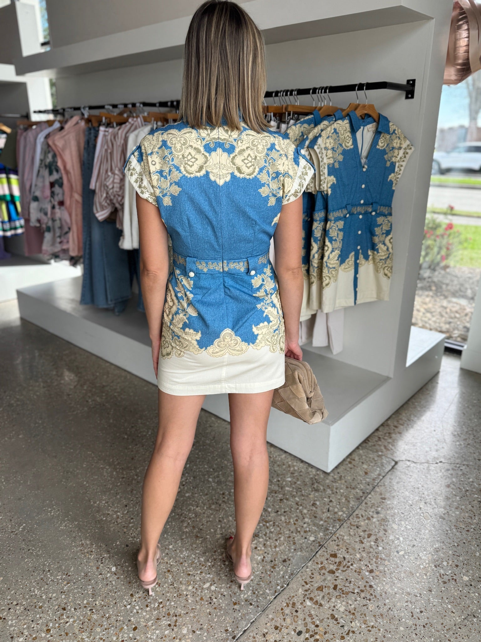 Chambray Floral Chris Dress - Amor Lafayette