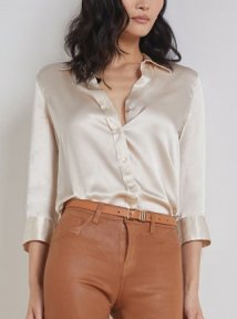 Champagne Dani 3/4 Sleeve Blouse - Amor Lafayette