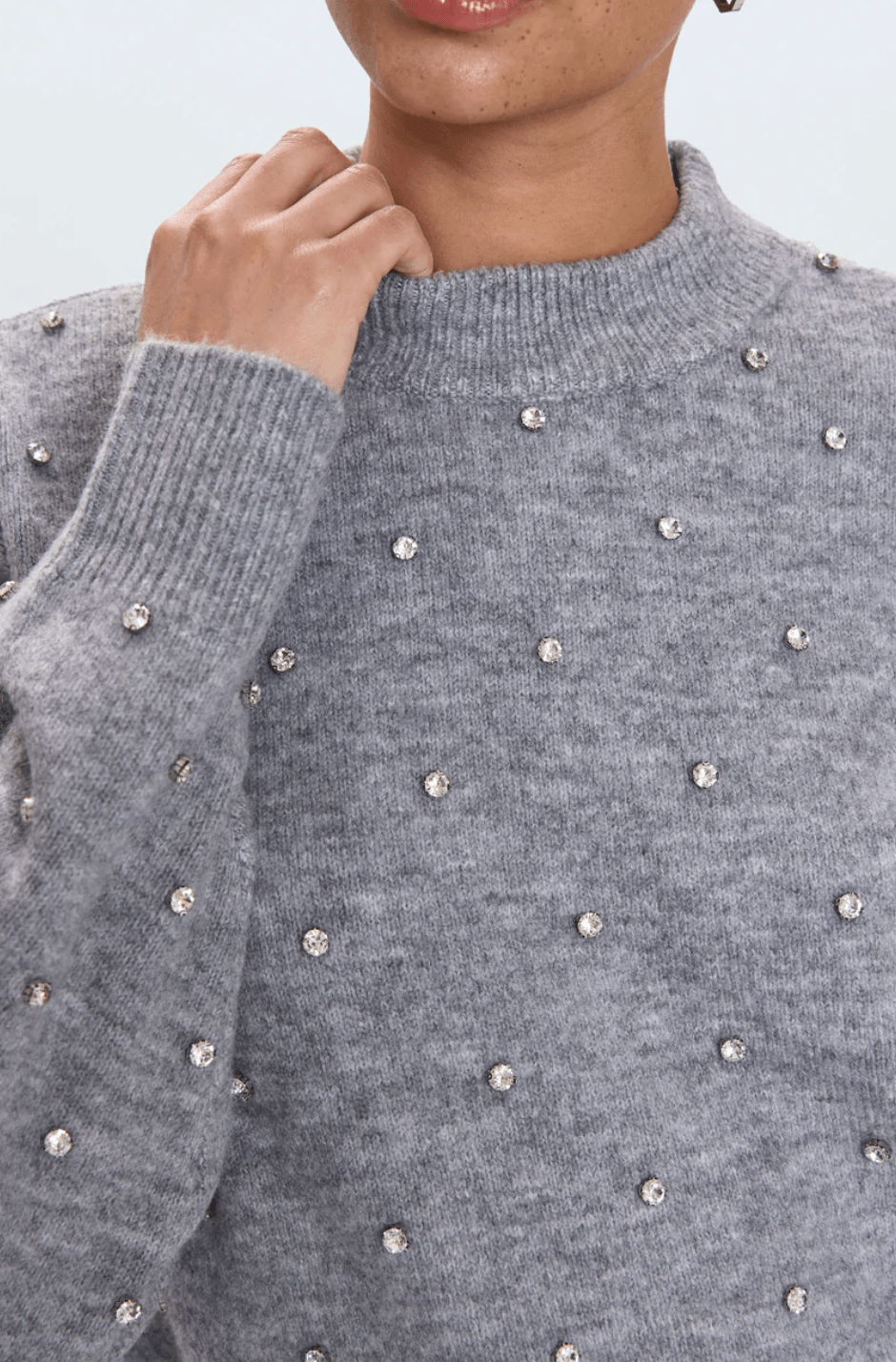 Charcoal Diamonte Aura Sweater - Amor Lafayette