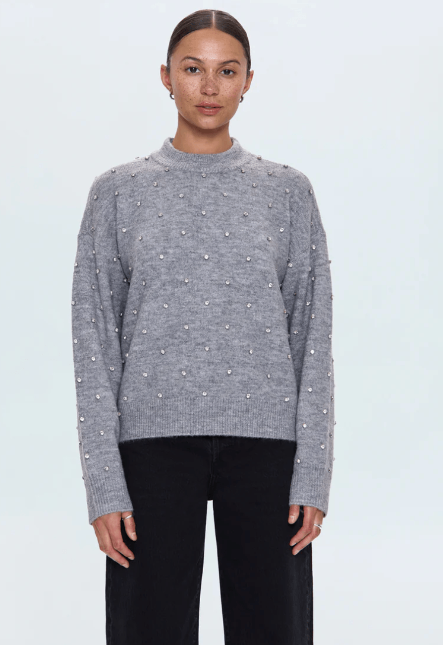 Charcoal Diamonte Aura Sweater - Amor Lafayette