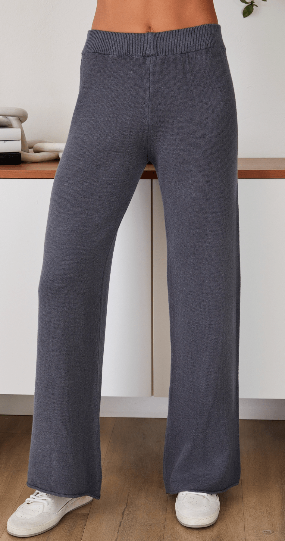 Charcoal Italian Knit Flared Pant - Amor Lafayette